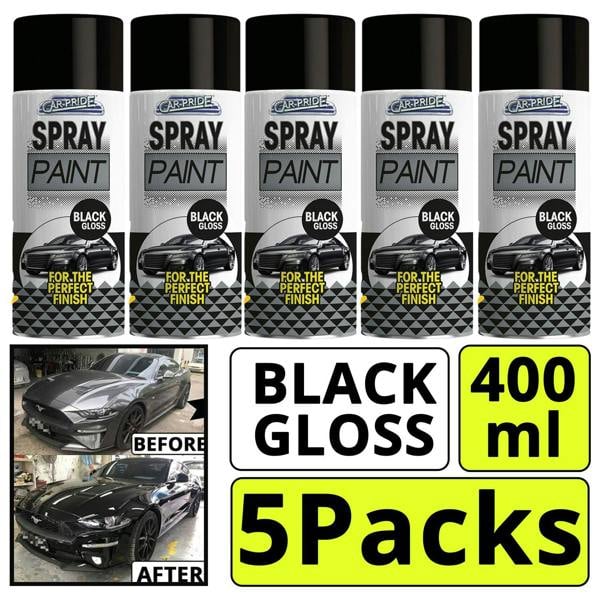 Carpride 5X Gloss Black Car Spray Paint 400ml