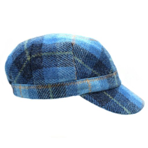 Heather Hats & Accessories Harris Tweed Traditional Cadet Cap, Satin Lining, Outdoor Wear, Sky Blue
