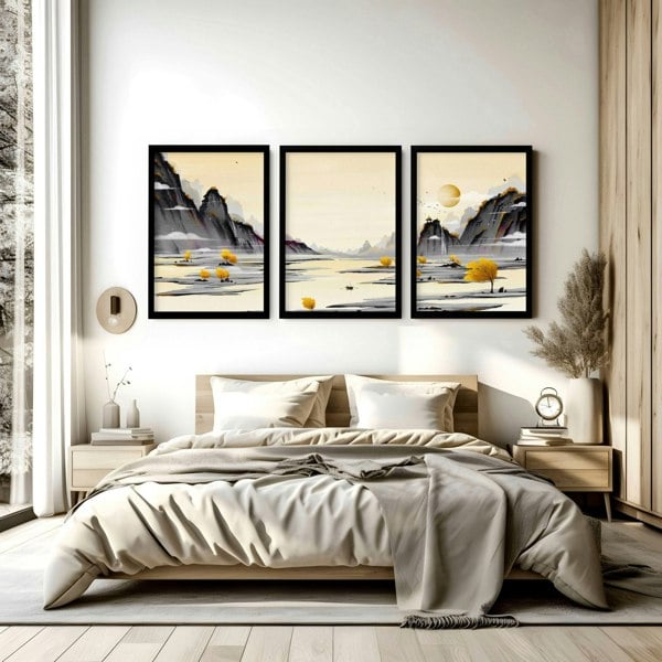 Art prints Japanese for bedroom | set of 3 wall art prints