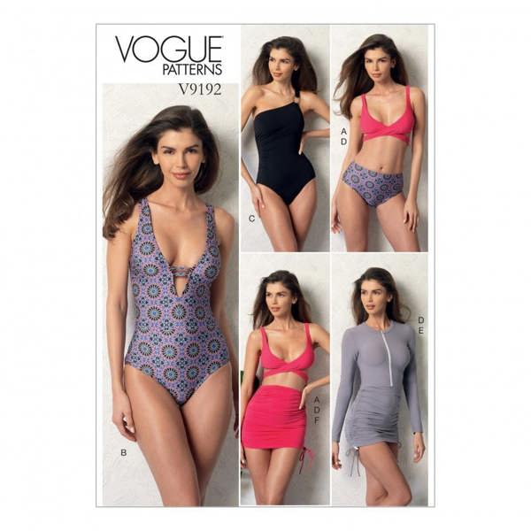 Vogue Sewing Pattern 9192, Swimwear for Women, A5 (6-8-10-12-14) - Intermediate