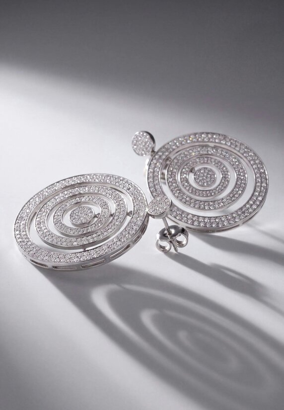 Latelita Whirlpool Trance Statement Drop Earrings Silver