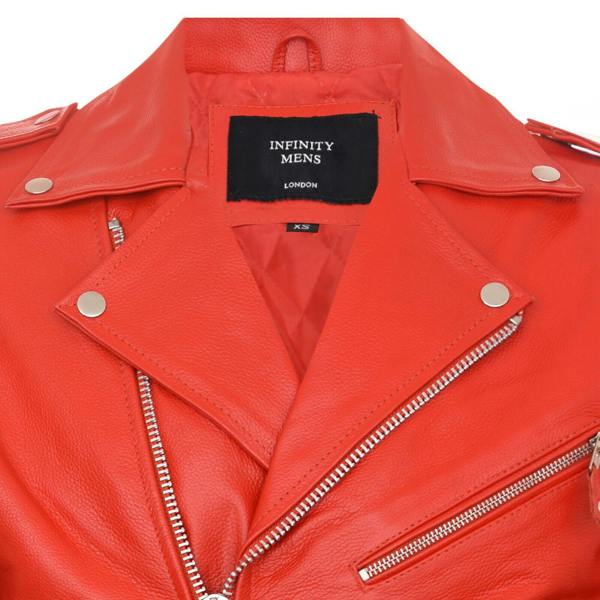 Infinity Leather Mens Leather Brando Biker Rock Motorcycle Hide Jacket