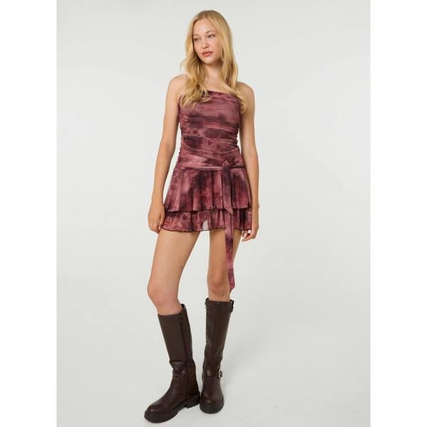 Pink Vanilla Moody Mesh Tie Front Bandeau Dress