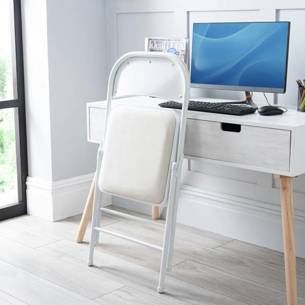 A.Unique Home Premium Metal Velvet Folding Chair - (1 x Chair - White)