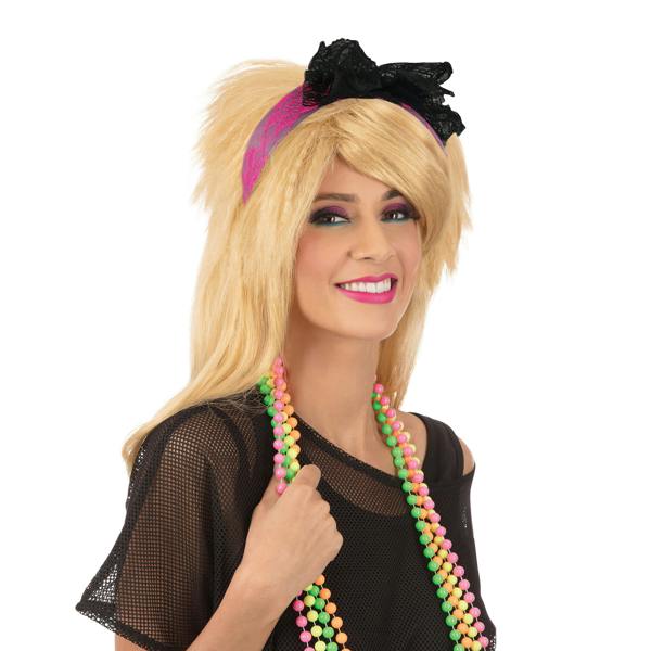 Bristol Novelty Unisex Adults 80s Lace Headband - Pink - 
