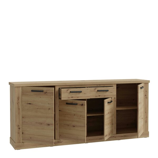 Wyld Haus Seoul Artisan Oak Wood 4 Door 2 Drawer Sideboard