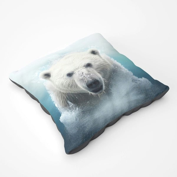 Warren Reed Polar Bear Splashart Floor Cushion