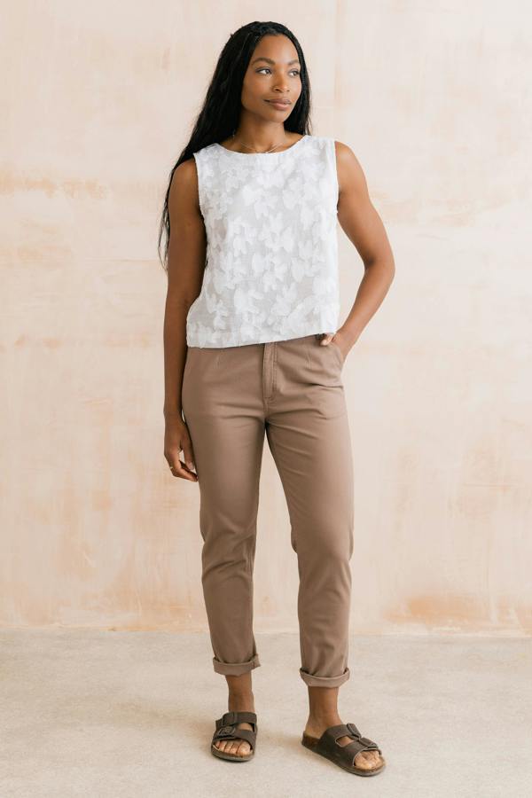 Lily & Me Cora Cotton Jacquard Shell Vest Mocha Stripe