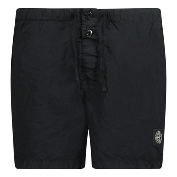 Stone Island Nylon Metal Button Swim Shorts Black - chancefashionco