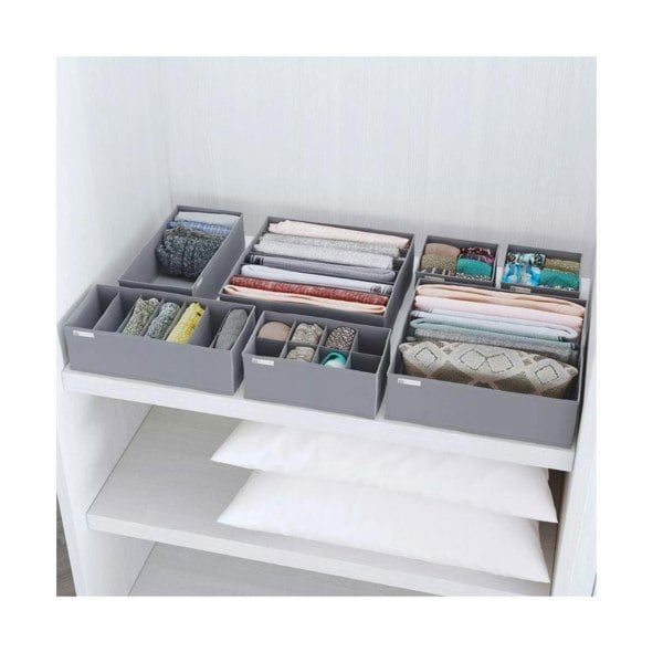 DS Living Folderable Clothes Drawer Organiser Storage Set of 7 Grey