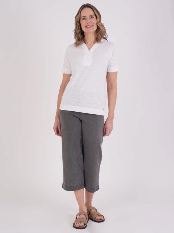 TIGI Embroiderd Neckline Top