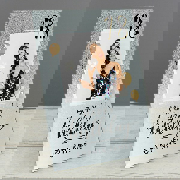 Personalised Memento Company Personalised Birthday 4x4 Glitter Glass Photo Frame