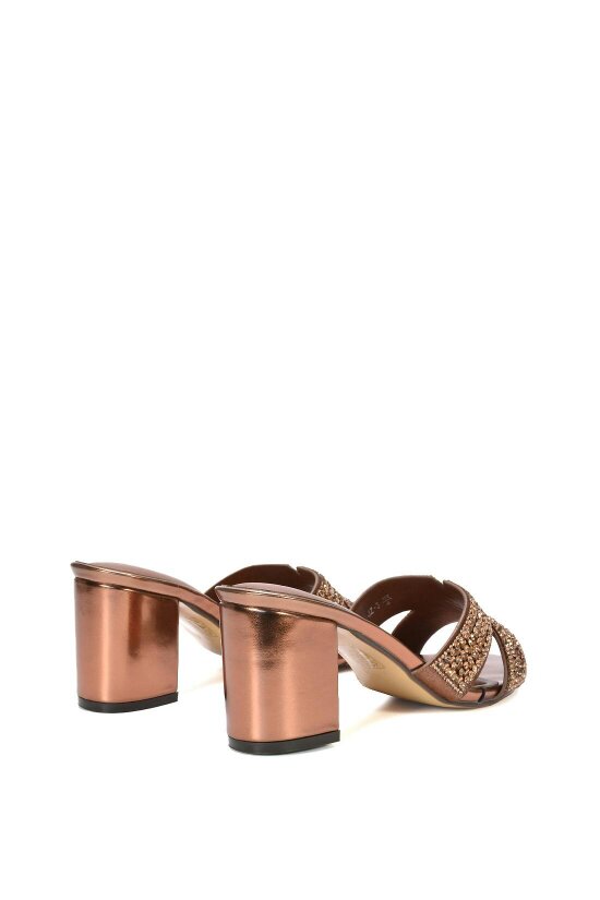 XY LONDON Sparkly Diamante Strappy Mid Block Heeled Sandal Mules