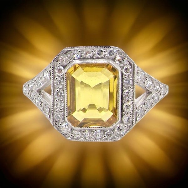 Vintage Tom A Yellow Sapphire and Diamond Cluster Ring