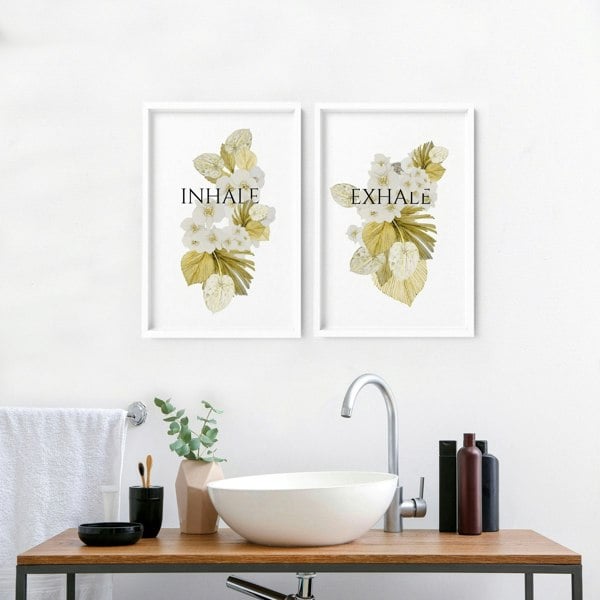 Boho bathroom wall decor | Set of 2 wall art prints