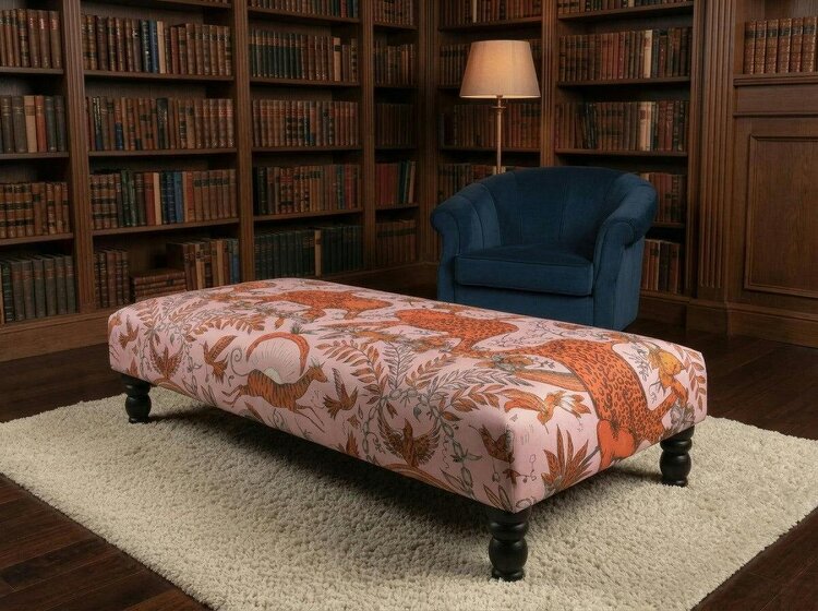 ISTOOLS Printed Fabric Bespoke Footstool – Comfort Meets Style (Non-Storage) - 36 x 24 Inches (92 x 61cm)