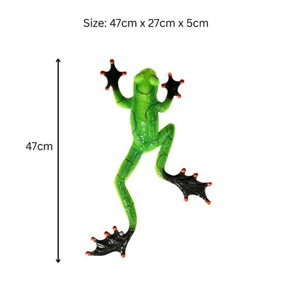 EDH Door Hardware Green Metal Frog Wall Art – 47 x 27 x 5 CM | Hand-Painted 3D Metal Frog Wall Décor