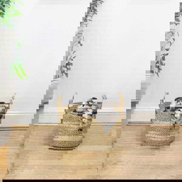 JVL Palma Natural Medium Rectangular Woven Storage Basket for Home Storage, Brown