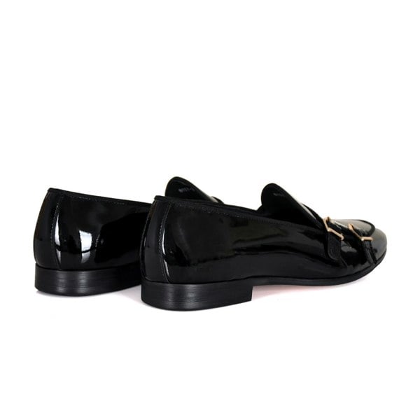 Lorenzo Patent Monk Strap Loafers - Black