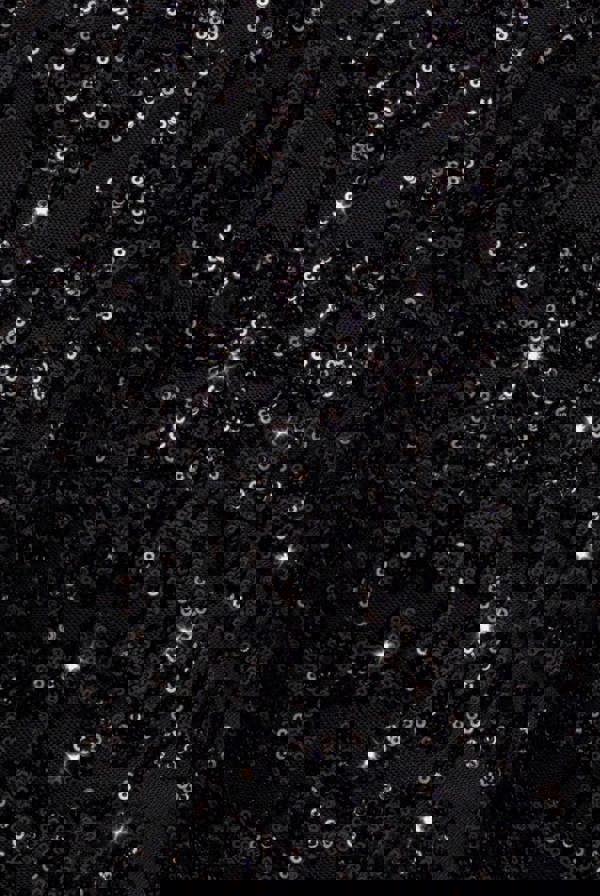 Embellished Sequin Bishop Sleeve Maxi Dress - Black DR4634