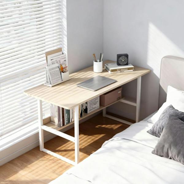 Havendro Home Office Computer Desk with Bookshelf Study Writing Workstation