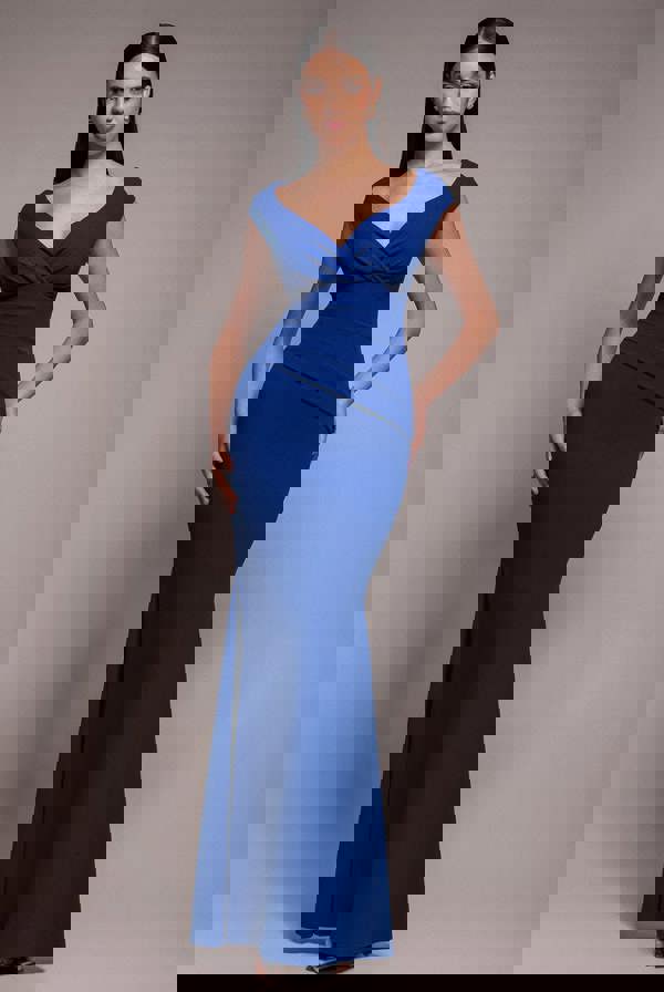 Bardot Pleated Maxi Dress - Royal Blue DR1092