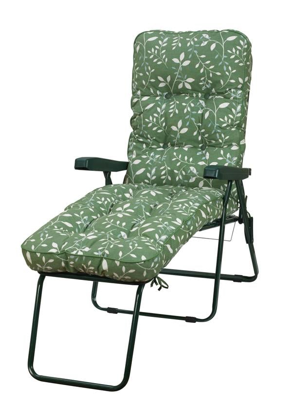 Deluxe Garden Lounger | Multi-Pattern Reclining Sun Lounger Country Green The Garden Furniture Shop