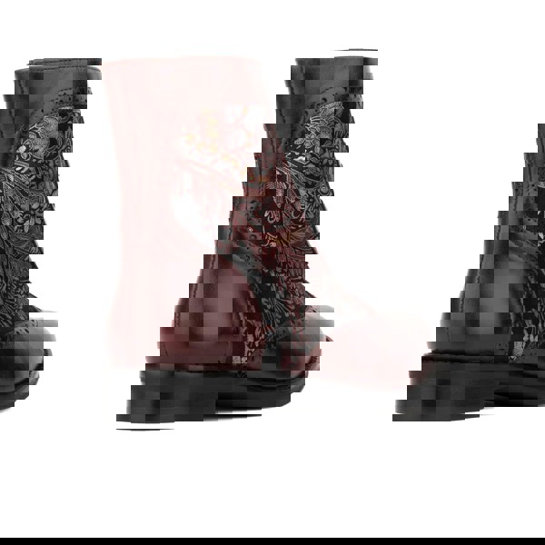 Embassy London Mantis - Floral & Burgundy - Women's above-the-ankle lace-up boot with brogue & paisley detailing