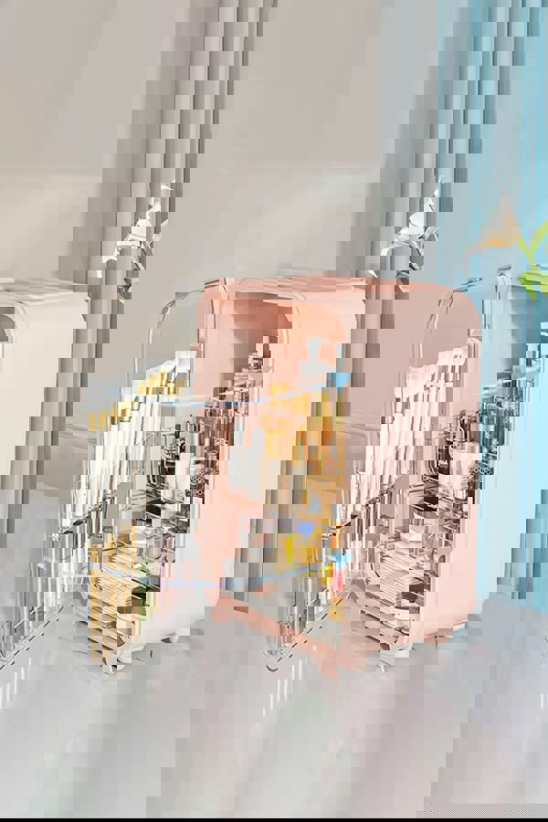 Living and Home Cosmetic Organizer Skincare Display Box Makeup Storage Case with Mirror