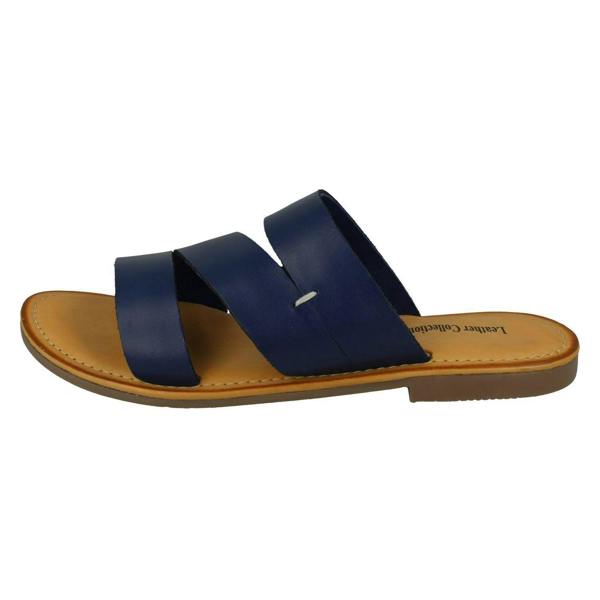 Leather Collection Ladies Leather Collection Flat Strappy Mules F00350