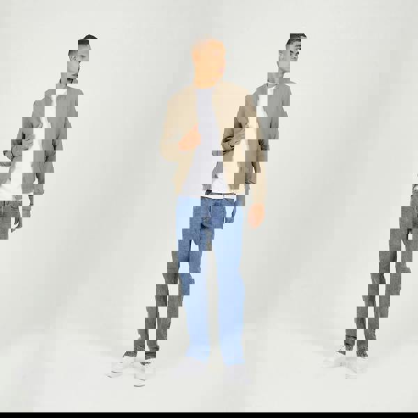 Brave Soul Taupe Seersucker Bomber Jacket - Taupe Image 3