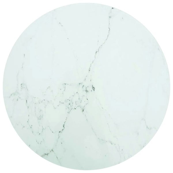 Berkfield Table Top White �_�”�_90x1 cm Tempered Glass with Marble Design