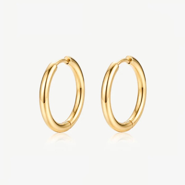 18k Gold or Silver Solid Hoop Earrings - 20mm 
