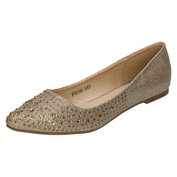 Anne Michelle Ladies Anne Michelle Diamante Flat Ballet Shoe