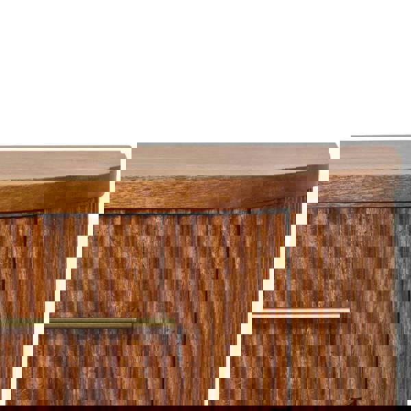 Artisan Furniture Solid Wood Ribbed Bedside with Brass Accents