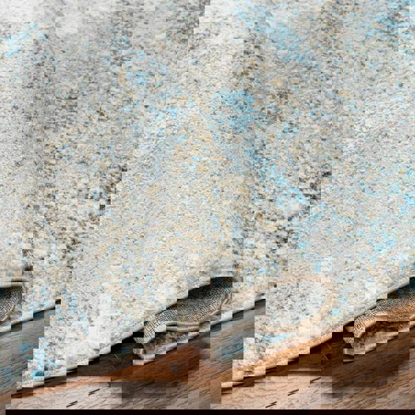 Livabliss San Francisco-Abstract Blue Grey Yellow Modern Marble Rug