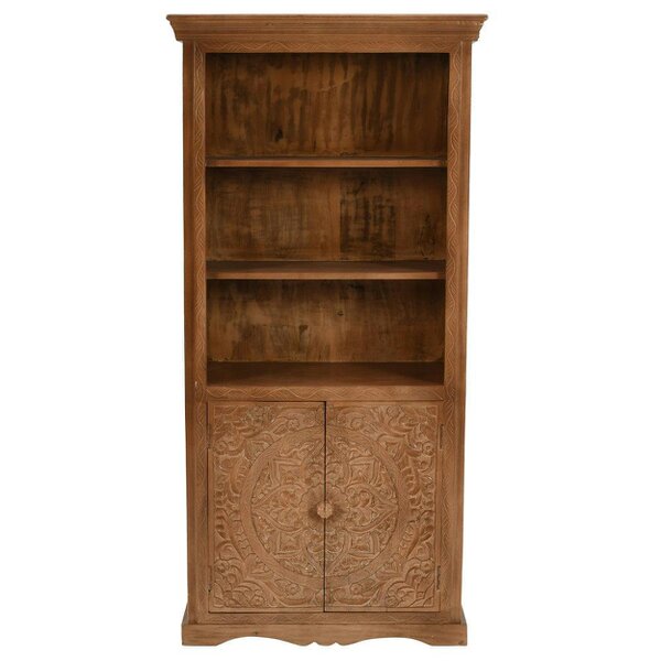 Wyld Haus Brighton Mango Wood Large Bookcase 3 Shelves and 2 Doors