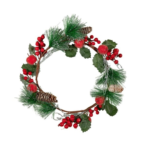 Samuel Alexander 45cm Hanging Christmas Wreath with Apples and Red Berries