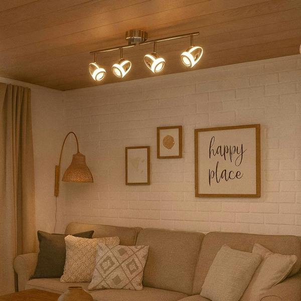 Pagazzi Lighting Baird 4 Light Polished Chrome & White LED Ceiling Spotlight Bar