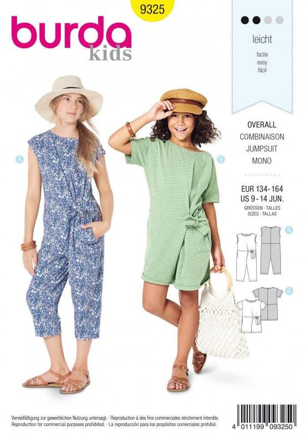 Burda Sewing Pattern 9325 Jumpsuits For Teenagers, Ages: 9-14 - Easy