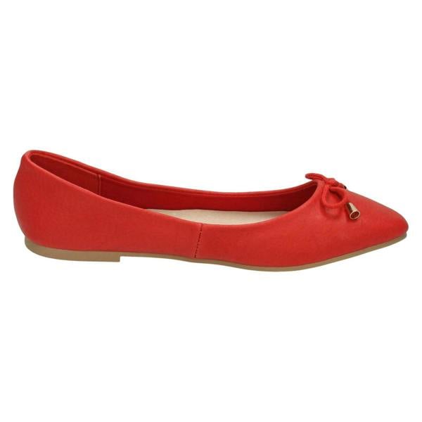 Leather Collection Ladies Leather Collection Bow Trim Vamp Ballerinas