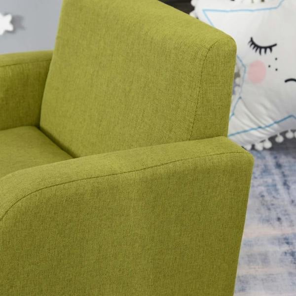 Green kids armchair with high back and padded armrest