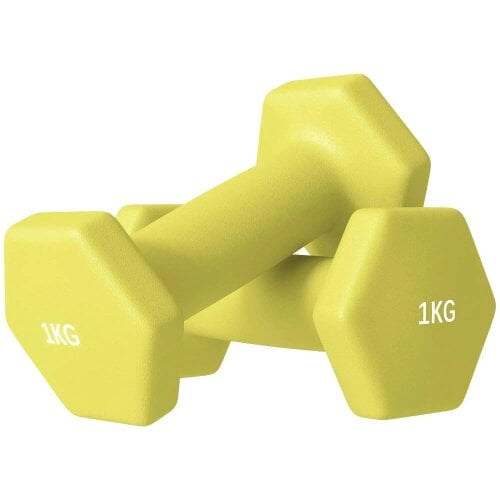 Bobobiy SPORTNOW 2 x 1kg Hexagonal Dumbbells Weights Set with Non-Slip Grip for Home Gym Workout, Yellow