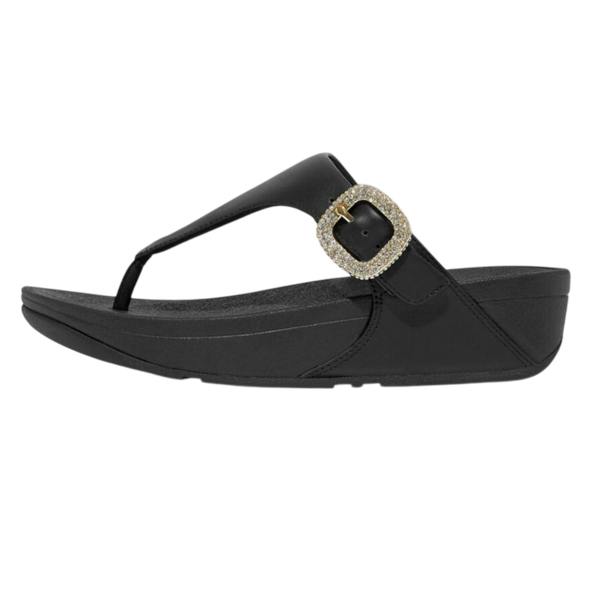 Fit Flop Womens/Ladies Lulu Rhinestone Buckle Leather Sandals - Black - 