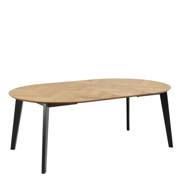 Wyld Haus Hedehusene Natural Oak Wood Round Dining Table Black Legs