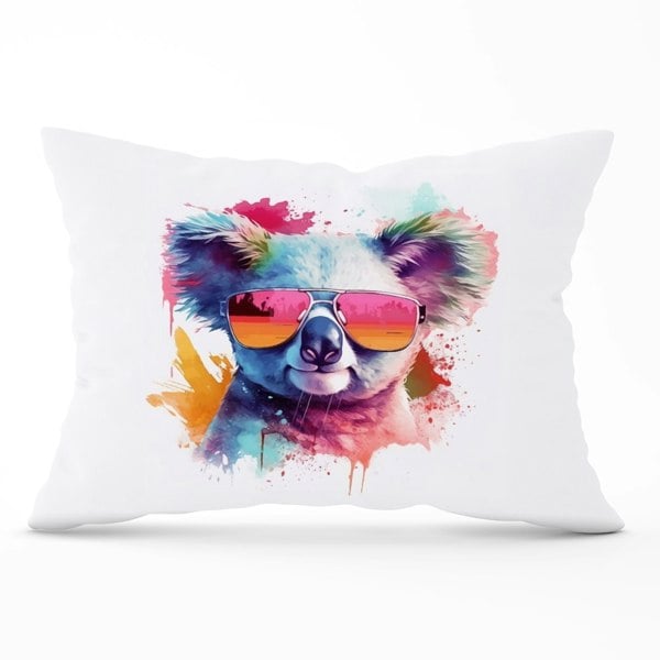 Warren Reed Colourful Splashart Koala In Glasses Cushions