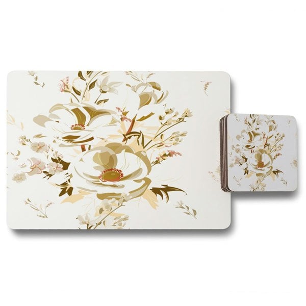 New Product Golden Flower Print (Placemat & Coaster Set)  - Andrew Lee Home and Living