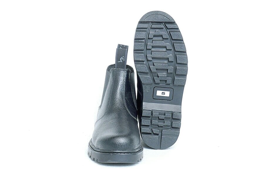 eQuitack Toughall Leather Steel Toe Cap Safety Chelsea Yard Jodhpur Boots With Elasticated Side Panels Black