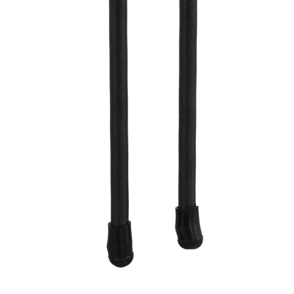 Close-up of black metal fence panel posts with pointed base tips for ground insertion