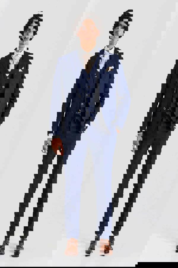 Paul Andrew Belmont - Men's Navy Blue 3 Piece Suit